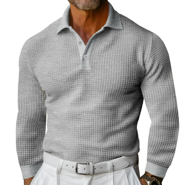 Lapel Button Long Sleeve Vacation Casual T-shirt - Image 9