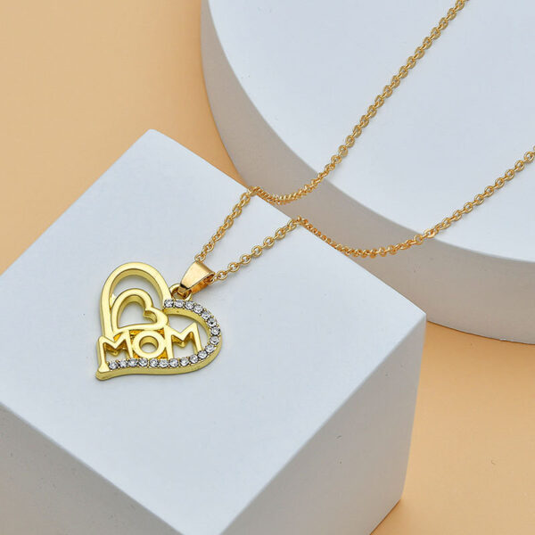 Mother's Day Mom Heart Shape With Diamond Letter Necklace For Women Fine Jewelry Women Accessories Fashion Jewelry - Image 6