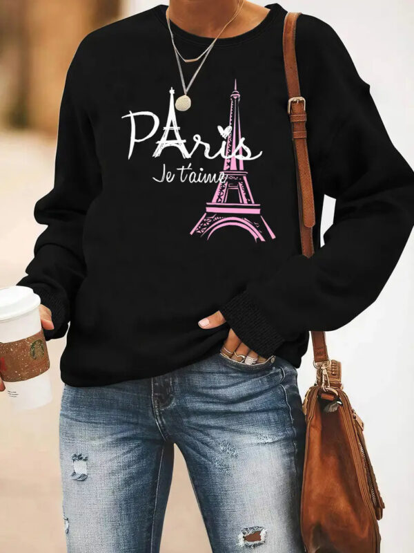 Women's Printed Long Sleeve Crew Neck Sweater - Image 9