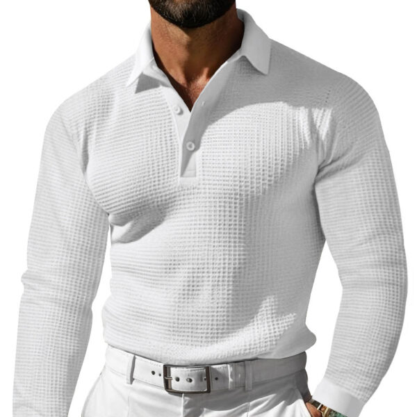 Lapel Button Long Sleeve Vacation Casual T-shirt - Image 7