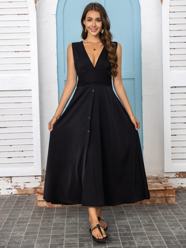 Women's Maxi Deep V-neck Sleeveless Dress - Image 9