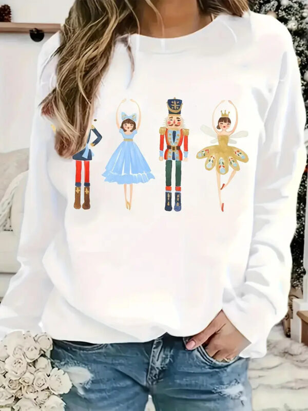 Women's Printed Long Sleeve Crew Neck Sweater - Image 5