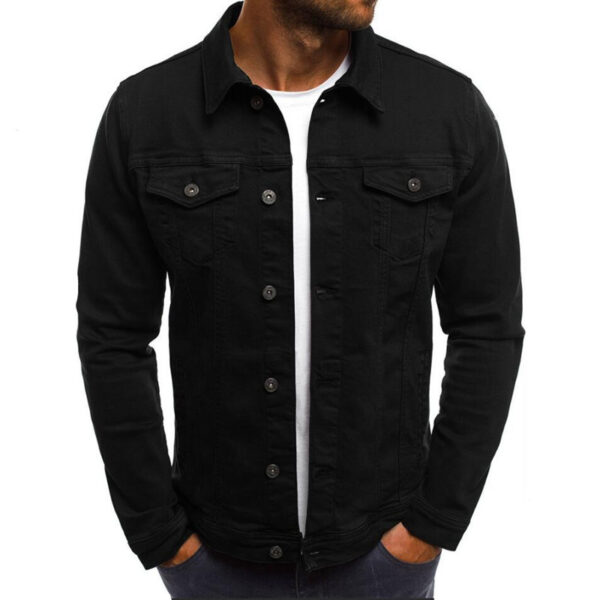 Casual Men Jacket Denim Button Shirt - Image 2