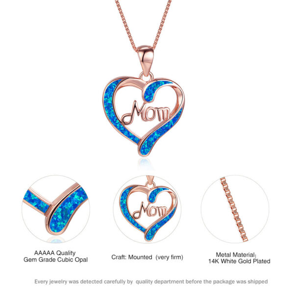 Love-shaped MOM Letter Pendant Necklace Mother's Day Gift Jewelry - Image 3