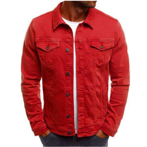 Casual Men Jacket Denim Button Shirt - Image 4