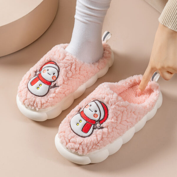 Cute Snowman Slippers Winter Indoor Household Warm Plush Thick-Soled Anti-slip Couple Home Slipper Soft Floor Bedroom House Shoes - Image 7