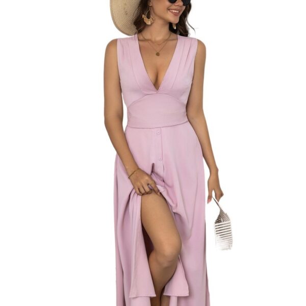 Women's Maxi Deep V-neck Sleeveless Dress - Image 4