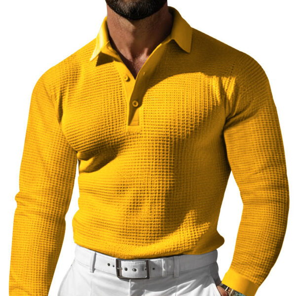 Lapel Button Long Sleeve Vacation Casual T-shirt - Image 8