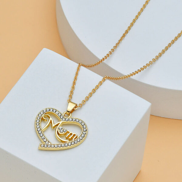Mother's Day Mom Heart Shape With Diamond Letter Necklace For Women Fine Jewelry Women Accessories Fashion Jewelry - Image 3