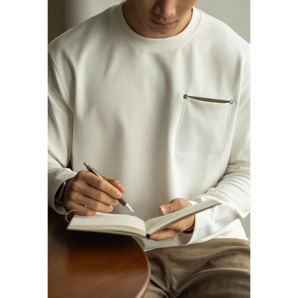Contrast Color Pocket Pullover Long Sleeve Men's Spring Bottoming - Image 3