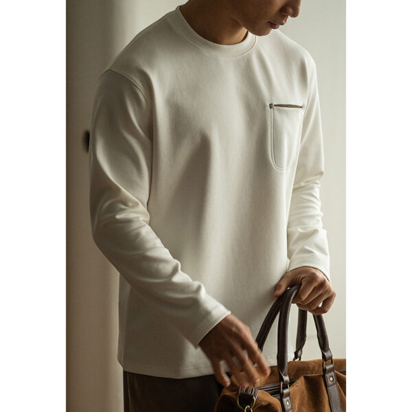 Contrast Color Pocket Pullover Long Sleeve Men's Spring Bottoming - Image 6