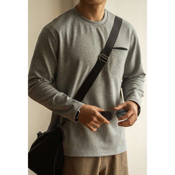 Contrast Color Pocket Pullover Long Sleeve Men's Spring Bottoming - Image 8