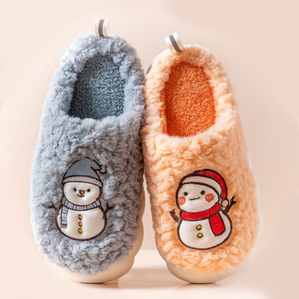 Cute Snowman Slippers Winter Indoor Household Warm Plush Thick-Soled Anti-slip Couple Home Slipper Soft Floor Bedroom House Shoes - Image 10