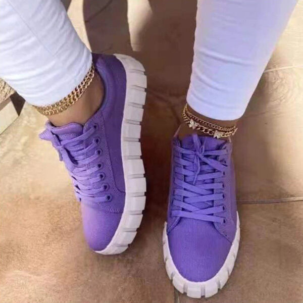 Lace-up Canvas Shoes Summer Round Toe Platform Single Shoes For Women Sneakers - Image 7