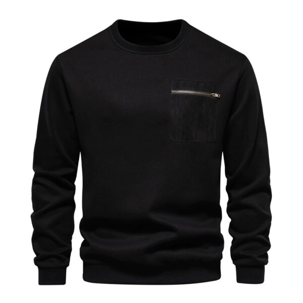 Contrast Color Pocket Pullover Long Sleeve Men's Spring Bottoming - Image 9