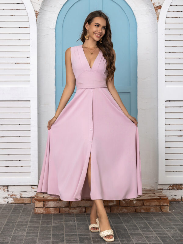 Women's Maxi Deep V-neck Sleeveless Dress - Image 3