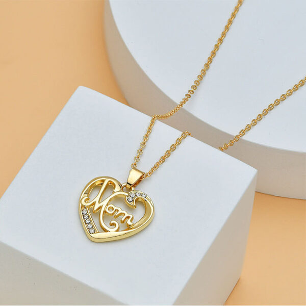 Mother's Day Mom Heart Shape With Diamond Letter Necklace For Women Fine Jewelry Women Accessories Fashion Jewelry - Image 2