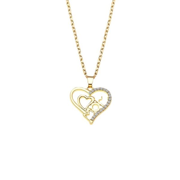 Mother's Day Mom Heart Shape With Diamond Letter Necklace For Women Fine Jewelry Women Accessories Fashion Jewelry - Image 5