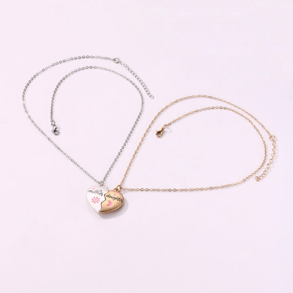 2PCS Set Jewelry Mother Daughter Necklace Matching Heart Magnetic Pendant Fashion Gifts For Mother's Day - Image 3