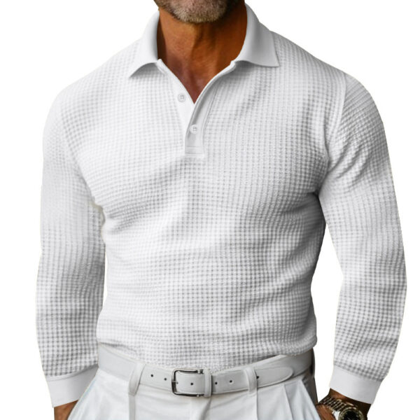 Lapel Button Long Sleeve Vacation Casual T-shirt - Image 10