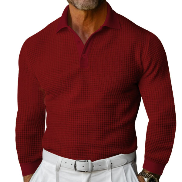 Lapel Button Long Sleeve Vacation Casual T-shirt - Image 5